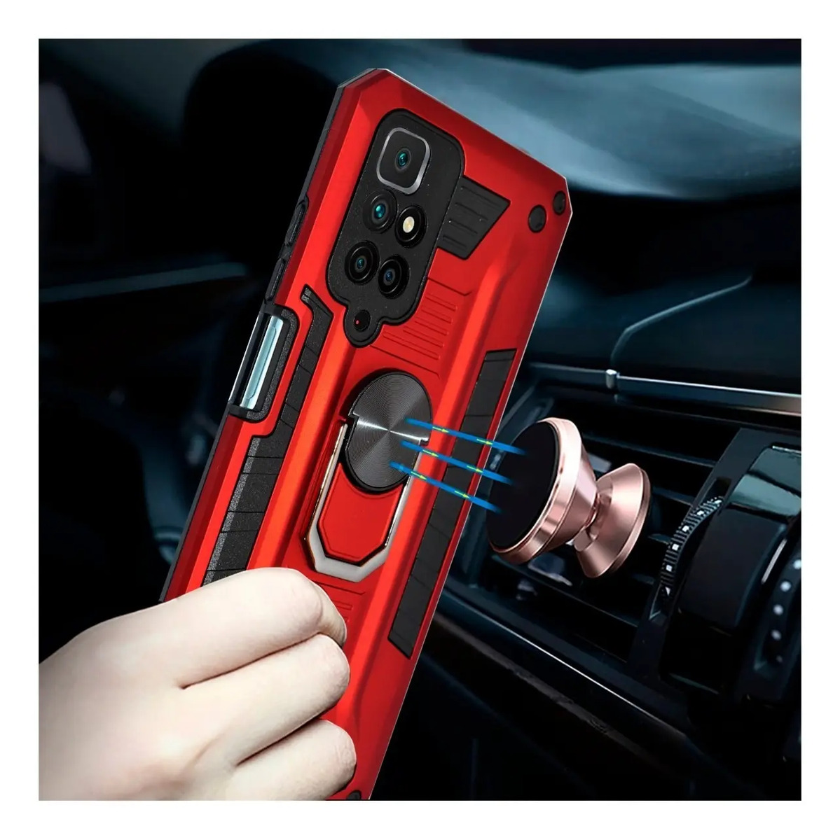 Imagen 2 de 5 de Funda Anillo Magnetica Case Uso Rudo Modelos Xiaomi